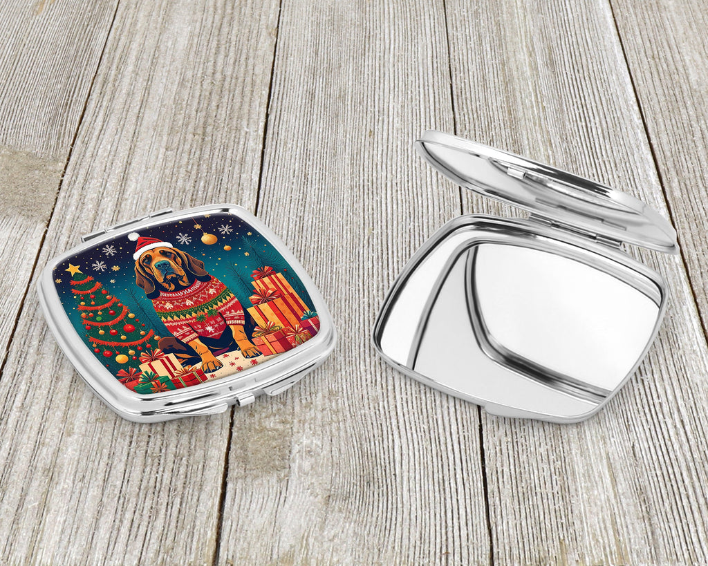 Bloodhound Christmas Compact Mirror Decorative Travel Makeup Mirror for Women Girls Gifts Pocket Makeup Mirror Folding Handheld