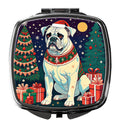 White Boxer Christmas Compact Mirror Decorative Travel Makeup Mirror for Women Girls Gifts Pocket Makeup Mirror Folding Handheld