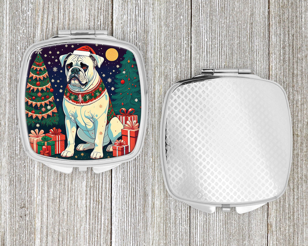 White Boxer Christmas Compact Mirror Decorative Travel Makeup Mirror for Women Girls Gifts Pocket Makeup Mirror Folding Handheld
