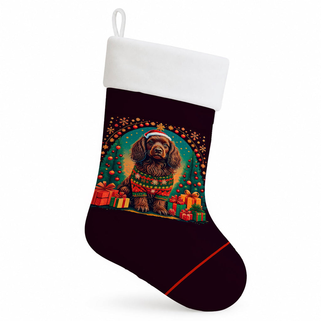 Boykin Spaniel Christmas Holiday Stocking Double-Sided Print, Polyester Suede,11x18, Made in USA
