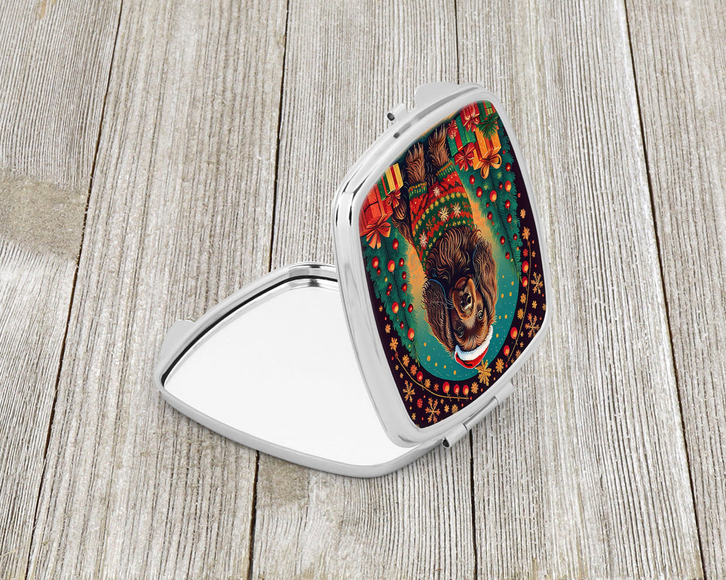 Boykin Spaniel Christmas Compact Mirror Decorative Travel Makeup Mirror for Women Girls Gifts Pocket Makeup Mirror Folding Handheld