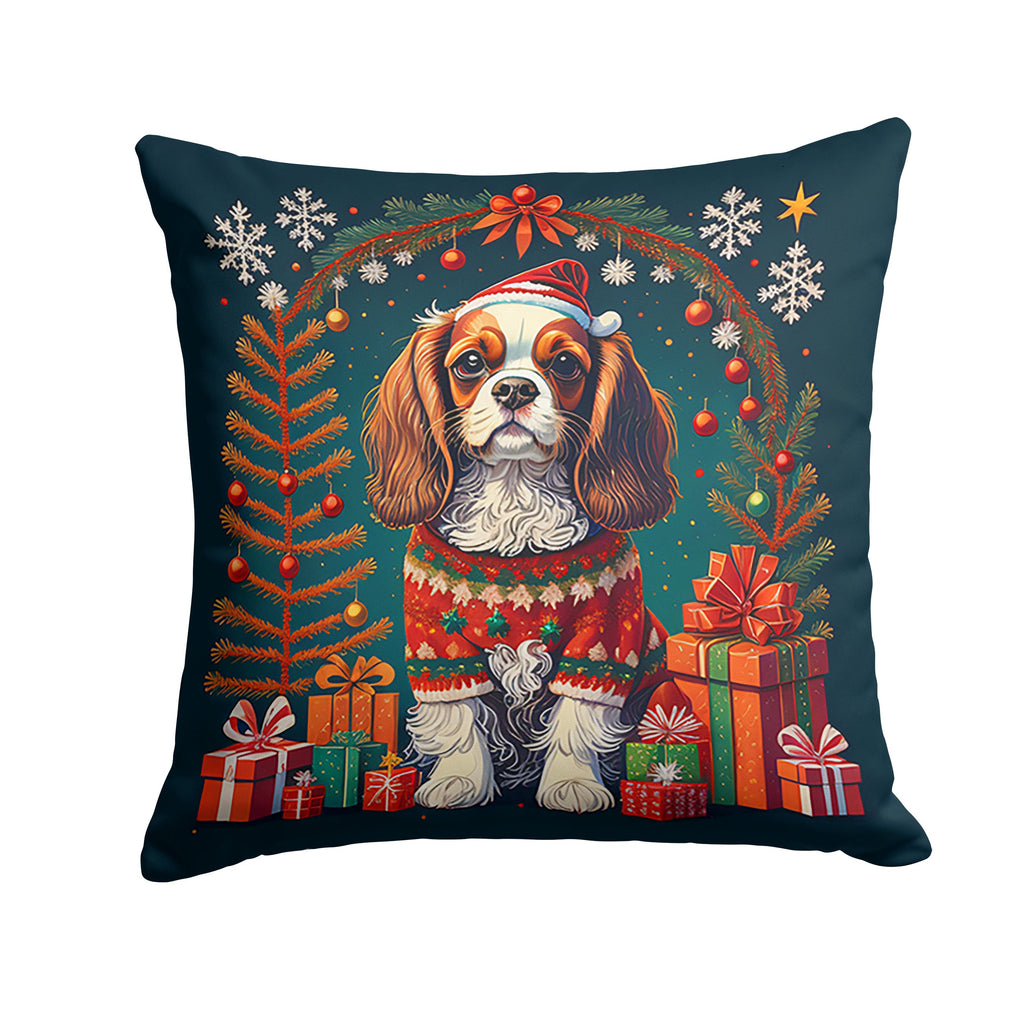 Cavalier King Charles Spaniel Christmas Decorative Throw Pillow 18x18 Indoor Outdoor Accent Cushion, Fabric Cover with Insert for Sofa, Bed, Porch & Living Room