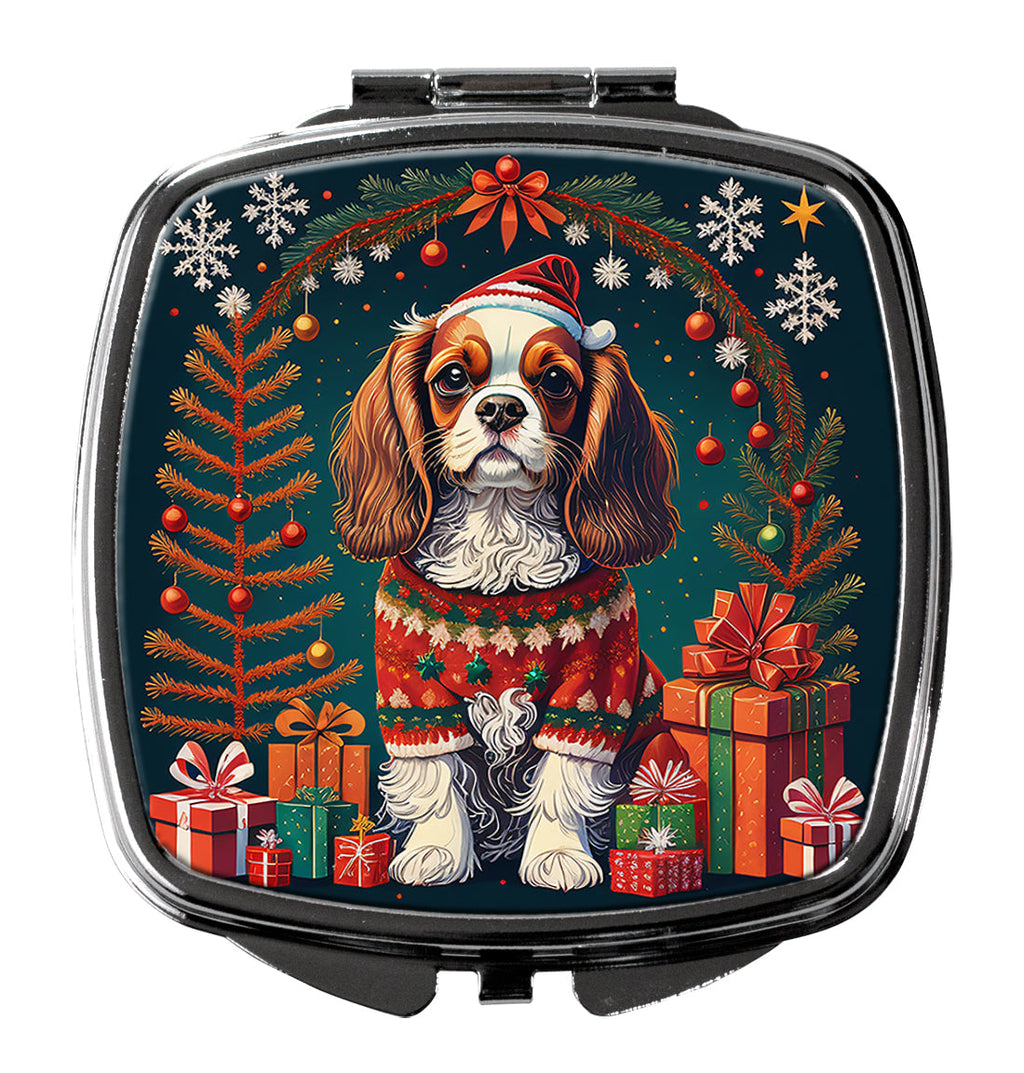 Cavalier King Charles Spaniel Christmas Compact Mirror Decorative Travel Makeup Mirror for Women Girls Gifts Pocket Makeup Mirror Folding Handheld