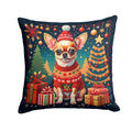 Chihuahua Christmas Decorative Throw Pillow 14x14 Indoor Outdoor Accent Cushion, Fabric Cover with Insert for Sofa, Bed, Porch & Living Room