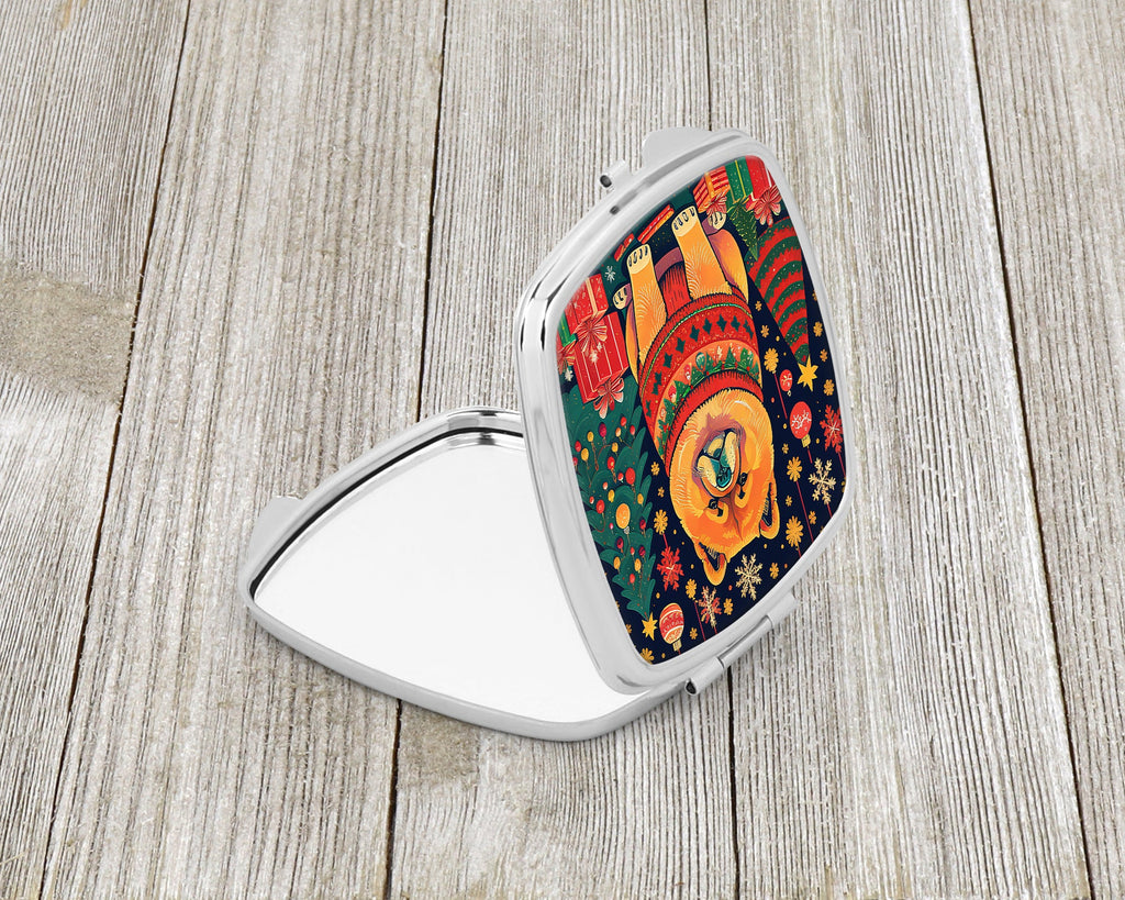 Chow Chow Christmas Compact Mirror Decorative Travel Makeup Mirror for Women Girls Gifts Pocket Makeup Mirror Folding Handheld