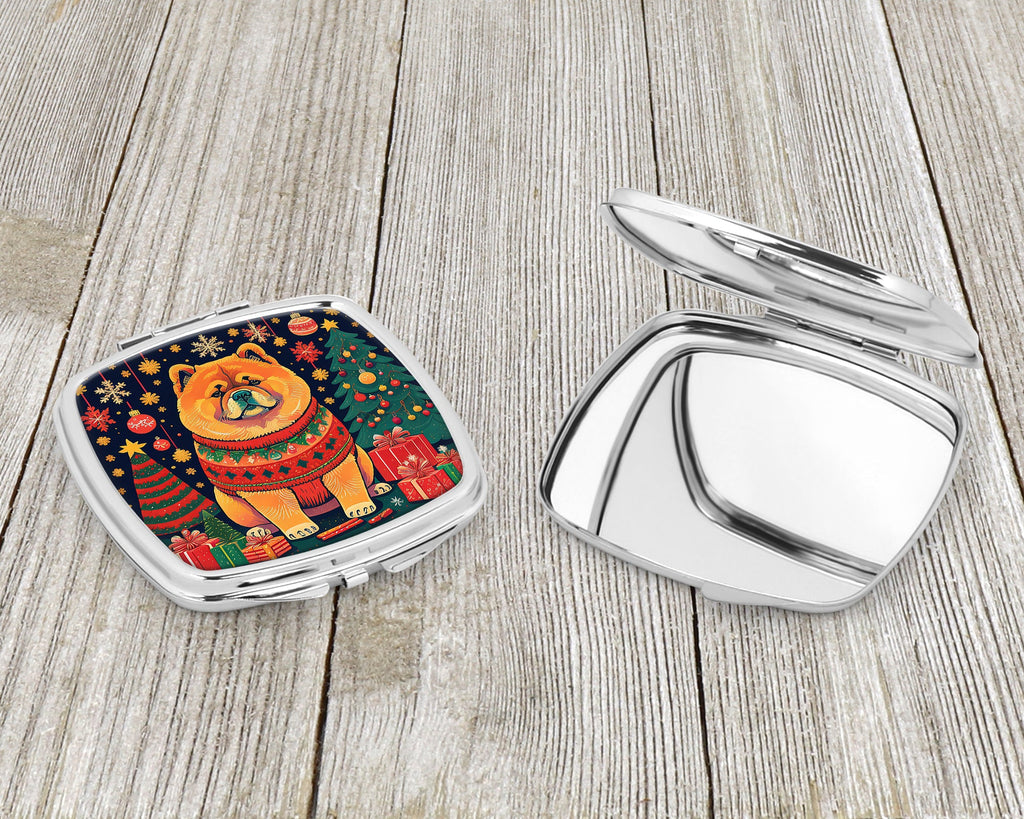 Chow Chow Christmas Compact Mirror Decorative Travel Makeup Mirror for Women Girls Gifts Pocket Makeup Mirror Folding Handheld