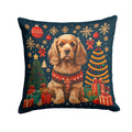 Cocker Spaniel Christmas Decorative Throw Pillow 14x14 Indoor Outdoor Accent Cushion, Fabric Cover with Insert for Sofa, Bed, Porch & Living Room