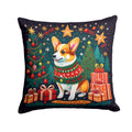 Corgi Christmas Decorative Throw Pillow 14x14 Indoor Outdoor Accent Cushion, Fabric Cover with Insert for Sofa, Bed, Porch & Living Room