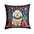 Coton De Tulear Christmas Decorative Throw Pillow 14x14 Indoor Outdoor Accent Cushion, Fabric Cover with Insert for Sofa, Bed, Porch & Living Room