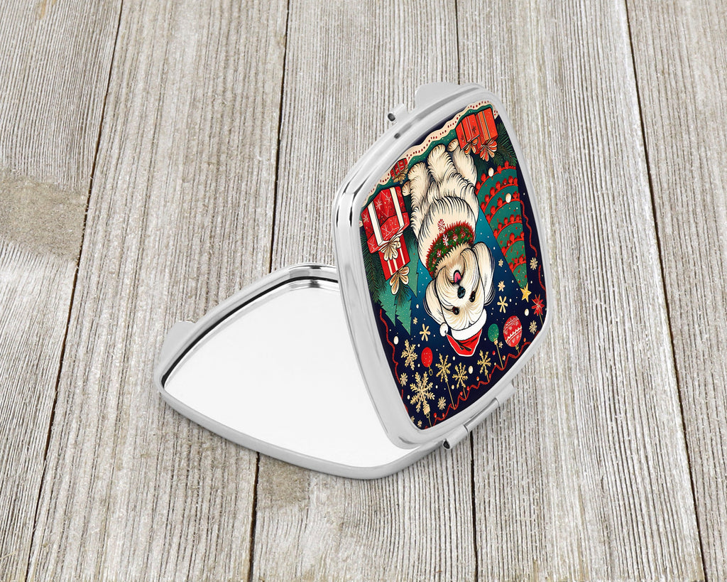 Coton De Tulear Christmas Compact Mirror Decorative Travel Makeup Mirror for Women Girls Gifts Pocket Makeup Mirror Folding Handheld