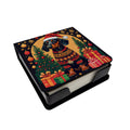 Black and Tan Dachshund Christmas PU Leather Note Paper Holder with Artist-Designed Cover, Desk Accessory, Office Gift