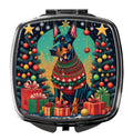 Doberman Pinscher Christmas Compact Mirror Decorative Travel Makeup Mirror for Women Girls Gifts Pocket Makeup Mirror Folding Handheld