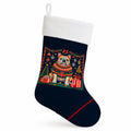 English Bulldog Christmas Holiday Stocking Double-Sided Print, Polyester Suede,11x18, Made in USA