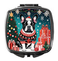 French Bulldog Christmas Compact Mirror Decorative Travel Makeup Mirror for Women Girls Gifts Pocket Makeup Mirror Folding Handheld