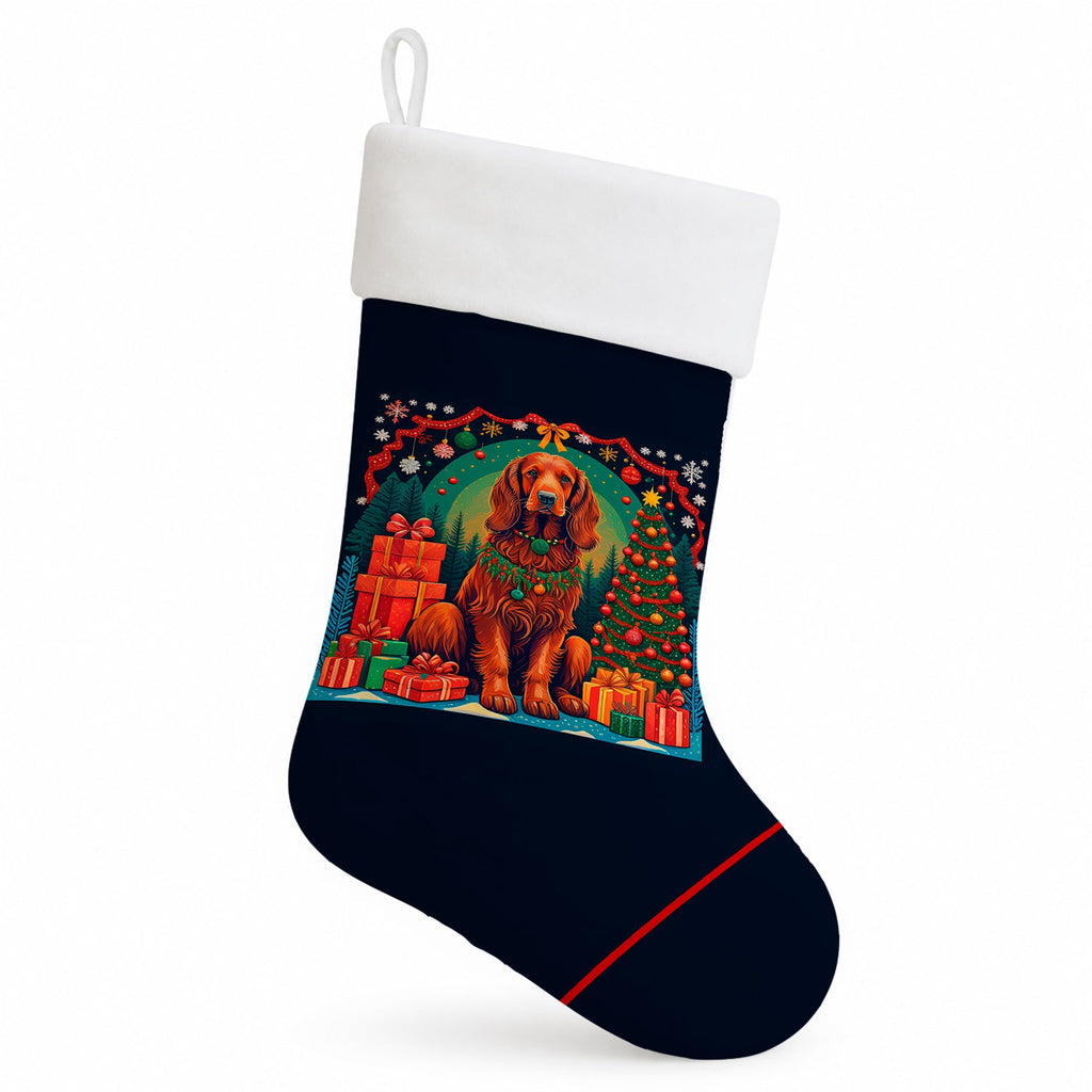 Irish Setter Christmas Holiday Stocking Double-Sided Print, Polyester Suede,11x18, Made in USA