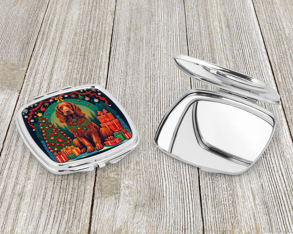 Irish Setter Christmas Compact Mirror Decorative Travel Makeup Mirror for Women Girls Gifts Pocket Makeup Mirror Folding Handheld