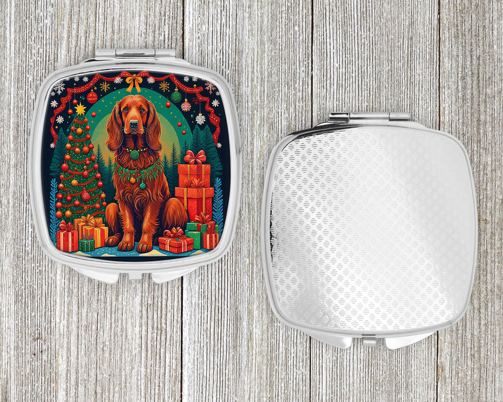 Irish Setter Christmas Compact Mirror Decorative Travel Makeup Mirror for Women Girls Gifts Pocket Makeup Mirror Folding Handheld