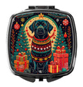 Black Labrador Retriever Christmas Compact Mirror Decorative Travel Makeup Mirror for Women Girls Gifts Pocket Makeup Mirror Folding Handheld