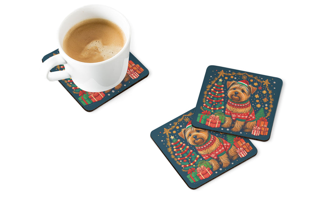 Norfolk Terrier Christmas Foam Coasters Set of 4 Cup Coasters for Indoor Outdoor, Tabletop Protection, Anti Slip, Mouse pad Material
