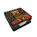 Norwich Terrier Christmas PU Leather Note Paper Holder with Artist-Designed Cover, Desk Accessory, Office Gift