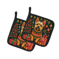 Norwich Terrier Christmas Pot Holder Set of 2 Heat Resistant Quilted Hot Pads 7.5 x 7.5 Inch, Insulated Kitchen Trivets for Cooking & Baking