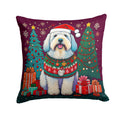 Old English Sheepdog Christmas Decorative Throw Pillow 14x14 Indoor Outdoor Accent Cushion, Fabric Cover with Insert for Sofa, Bed, Porch & Living Room