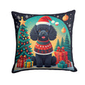 Black Toy Poodle Christmas Decorative Throw Pillow 18x18 Indoor Outdoor Accent Cushion, Fabric Cover with Insert for Sofa, Bed, Porch & Living Room