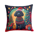 Black  Poodle Christmas Decorative Throw Pillow 14x14 Indoor Outdoor Accent Cushion, Fabric Cover with Insert for Sofa, Bed, Porch & Living Room