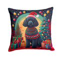 Black  Poodle Christmas Decorative Throw Pillow 18x18 Indoor Outdoor Accent Cushion, Fabric Cover with Insert for Sofa, Bed, Porch & Living Room