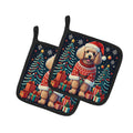 Apricot Toy Poodle Christmas Pot Holder Set of 2 Heat Resistant Quilted Hot Pads 7.5 x 7.5 Inch, Insulated Kitchen Trivets for Cooking & Baking
