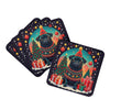 Black Pug Christmas Foam Coasters Set of 4 Cup Coasters for Indoor Outdoor, Tabletop Protection, Anti Slip, Mouse pad Material