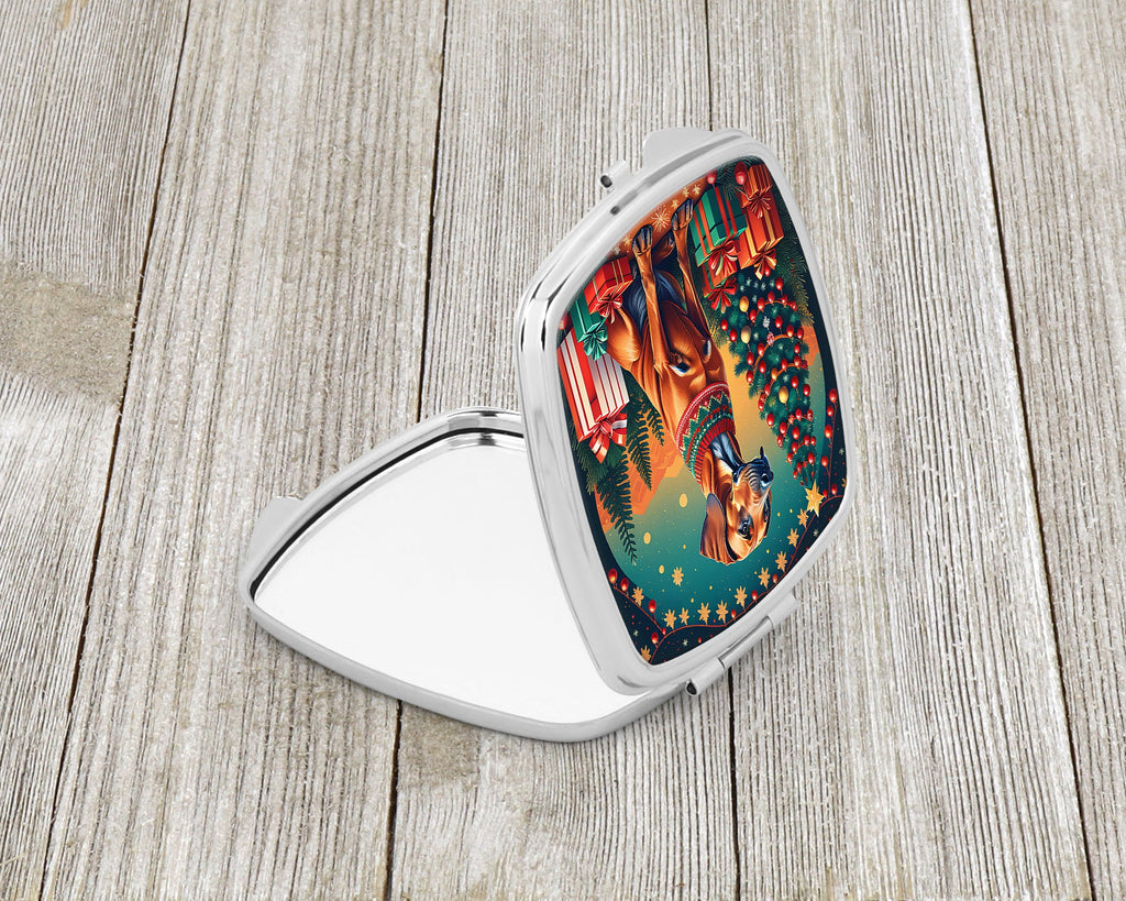 Rhodesian Ridgeback Christmas Compact Mirror Decorative Travel Makeup Mirror for Women Girls Gifts Pocket Makeup Mirror Folding Handheld