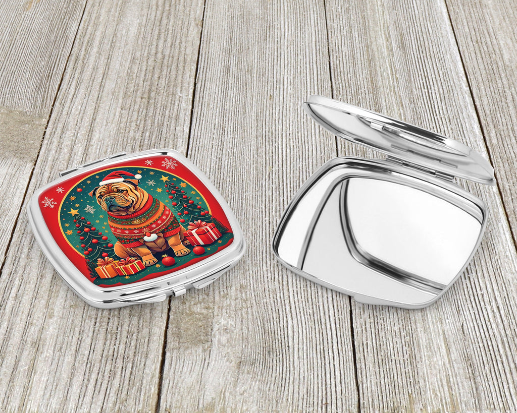Shar Pei Christmas Compact Mirror Decorative Travel Makeup Mirror for Women Girls Gifts Pocket Makeup Mirror Folding Handheld