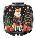 Shiba Inu Christmas Compact Mirror Decorative Travel Makeup Mirror for Women Girls Gifts Pocket Makeup Mirror Folding Handheld