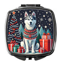 Siberian Husky Christmas Compact Mirror Decorative Travel Makeup Mirror for Women Girls Gifts Pocket Makeup Mirror Folding Handheld