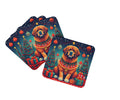 Tibetan Mastiff Christmas Foam Coasters Set of 4 Cup Coasters for Indoor Outdoor, Tabletop Protection, Anti Slip, Mouse pad Material