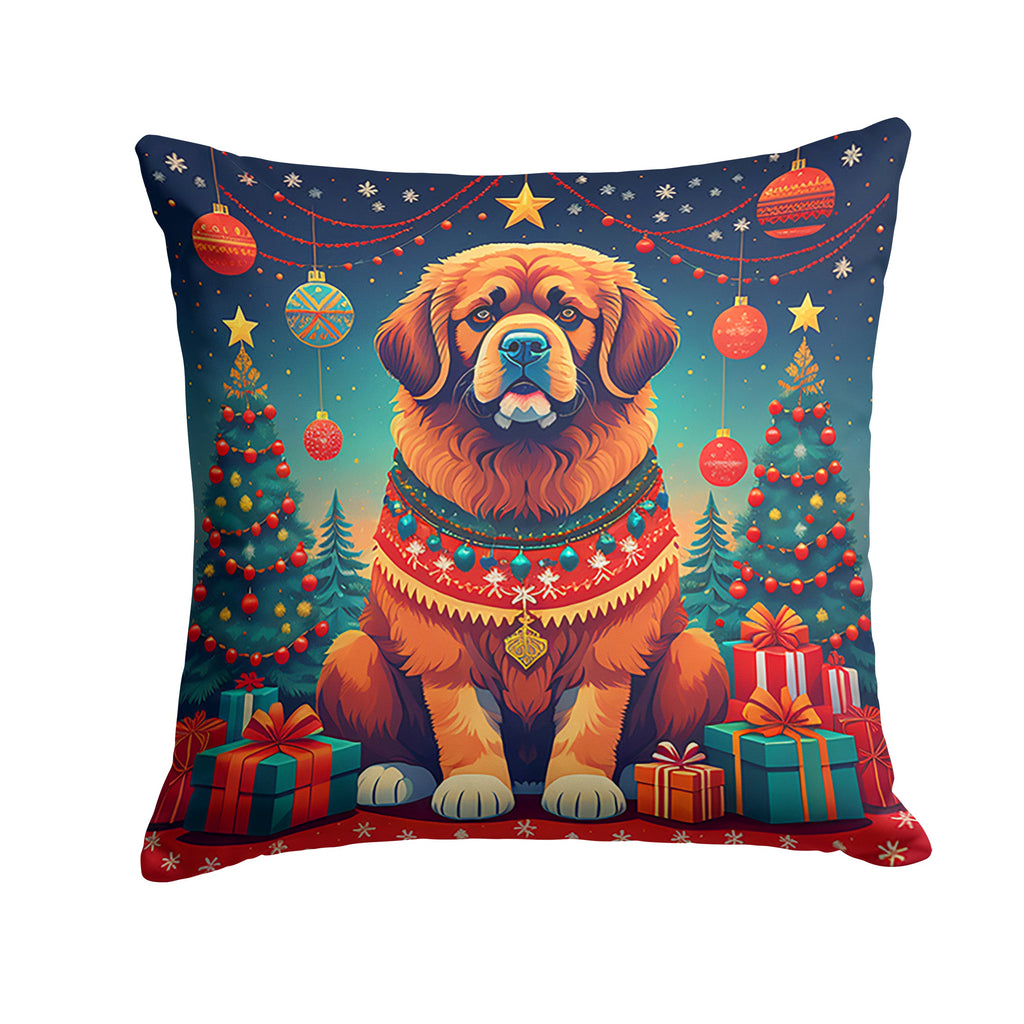 Tibetan Mastiff Christmas Decorative Throw Pillow 18x18 Indoor Outdoor Accent Cushion, Fabric Cover with Insert for Sofa, Bed, Porch & Living Room