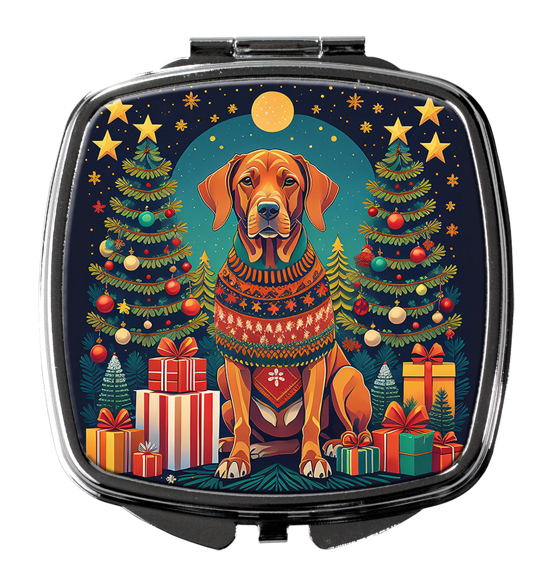 Vizsla Christmas Compact Mirror Decorative Travel Makeup Mirror for Women Girls Gifts Pocket Makeup Mirror Folding Handheld