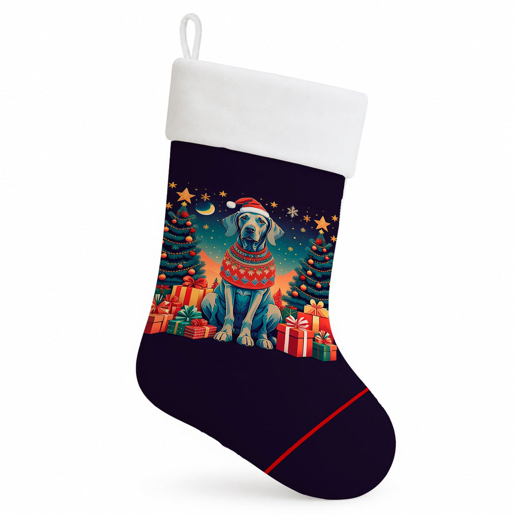 Weimaraner Christmas Holiday Stocking Double-Sided Print, Polyester Suede,11x18, Made in USA