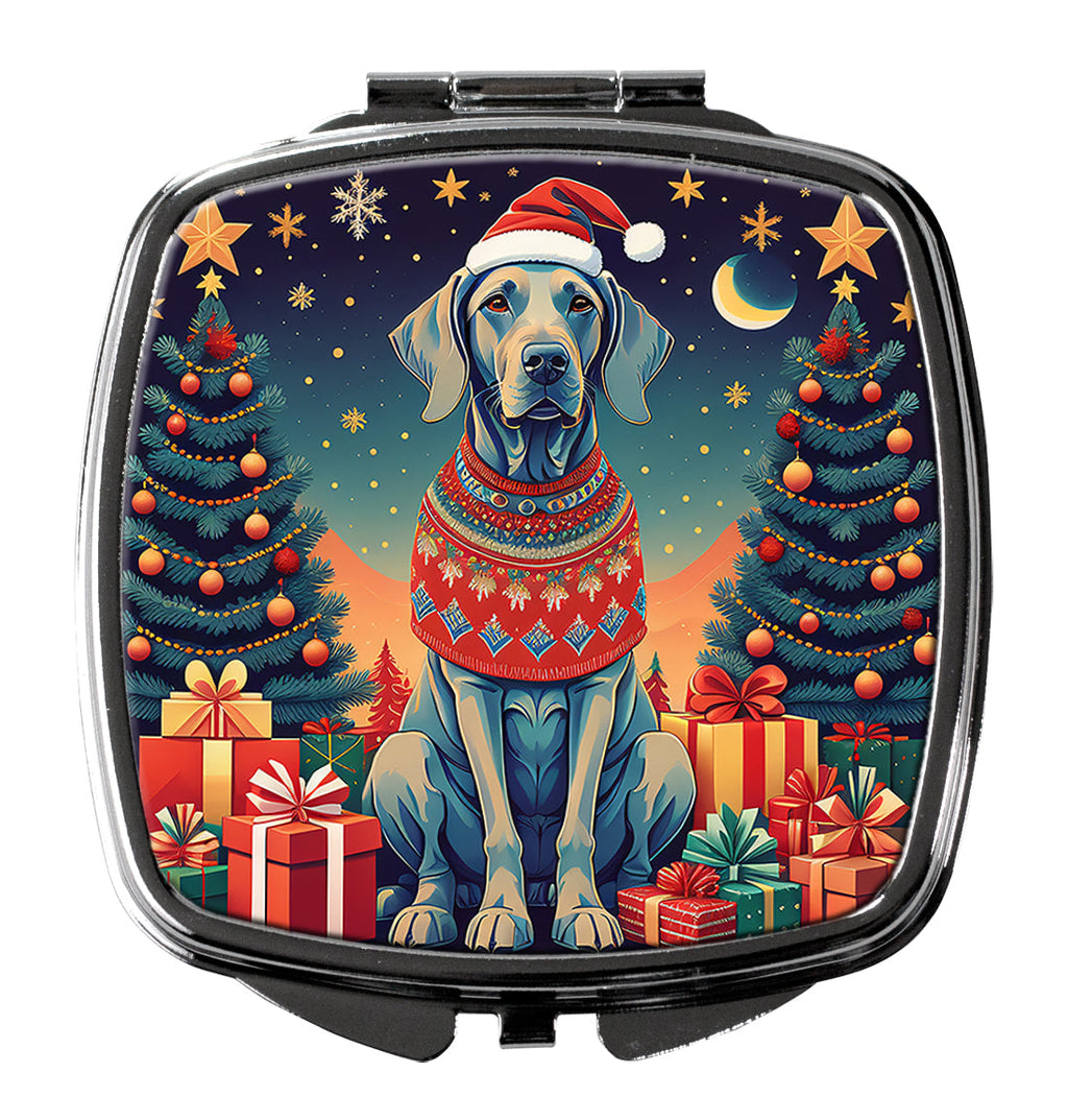 Weimaraner Christmas Compact Mirror Decorative Travel Makeup Mirror for Women Girls Gifts Pocket Makeup Mirror Folding Handheld