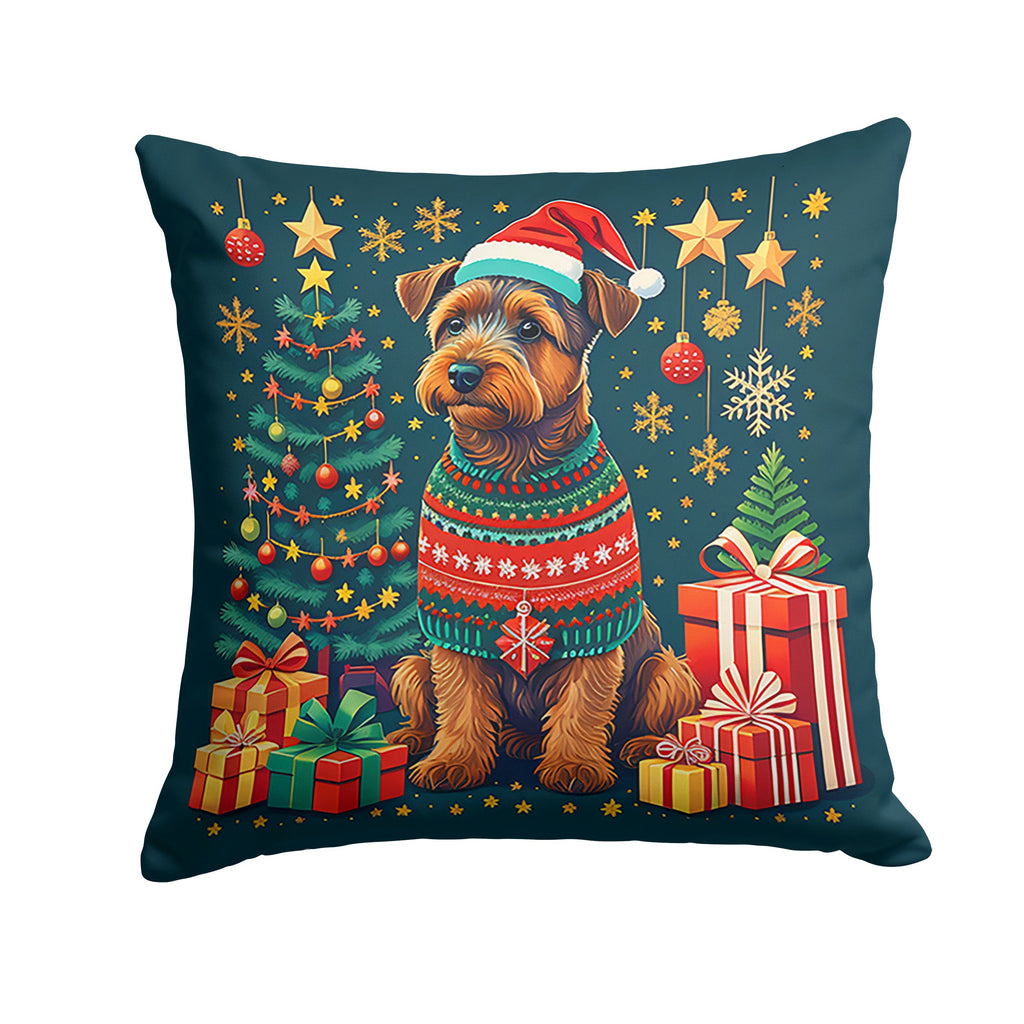 Welsh Terrier Christmas Decorative Throw Pillow 18x18 Indoor Outdoor Accent Cushion, Fabric Cover with Insert for Sofa, Bed, Porch & Living Room