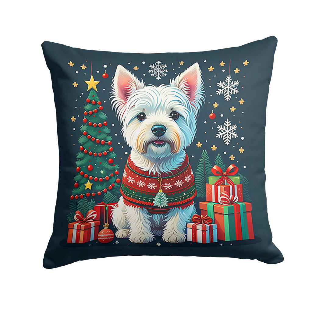 Westie Christmas Decorative Throw Pillow 18x18 Indoor Outdoor Accent Cushion, Fabric Cover with Insert for Sofa, Bed, Porch & Living Room
