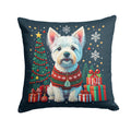 Westie Christmas Decorative Throw Pillow 18x18 Indoor Outdoor Accent Cushion, Fabric Cover with Insert for Sofa, Bed, Porch & Living Room