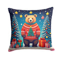 Bear Christmas Decorative Throw Pillow 14x14 Indoor Outdoor Accent Cushion, Fabric Cover with Insert for Sofa, Bed, Porch & Living Room