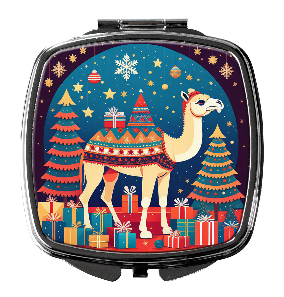 Camel Christmas Compact Mirror Decorative Travel Makeup Mirror for Women Girls Gifts Pocket Makeup Mirror Folding Handheld