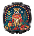 Cheetah Christmas Compact Mirror Decorative Travel Makeup Mirror for Women Girls Gifts Pocket Makeup Mirror Folding Handheld