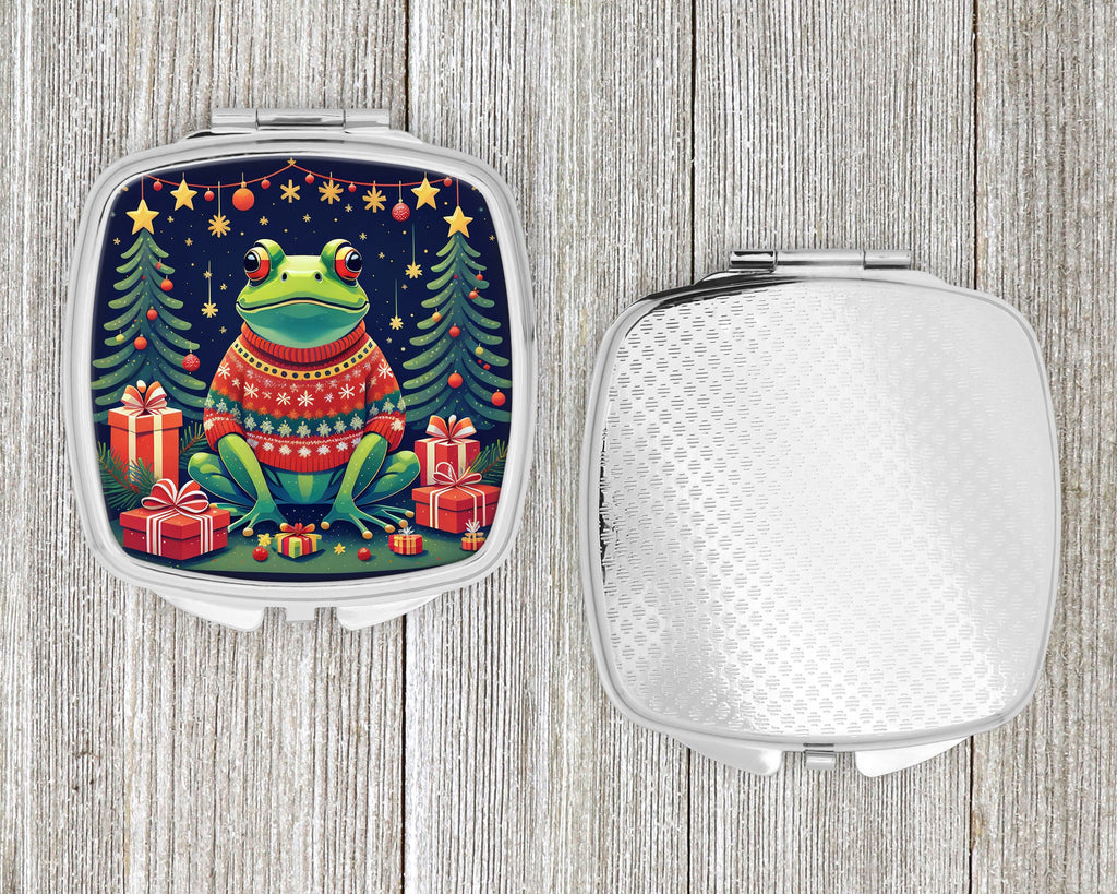 Frog Christmas Compact Mirror Decorative Travel Makeup Mirror for Women Girls Gifts Pocket Makeup Mirror Folding Handheld