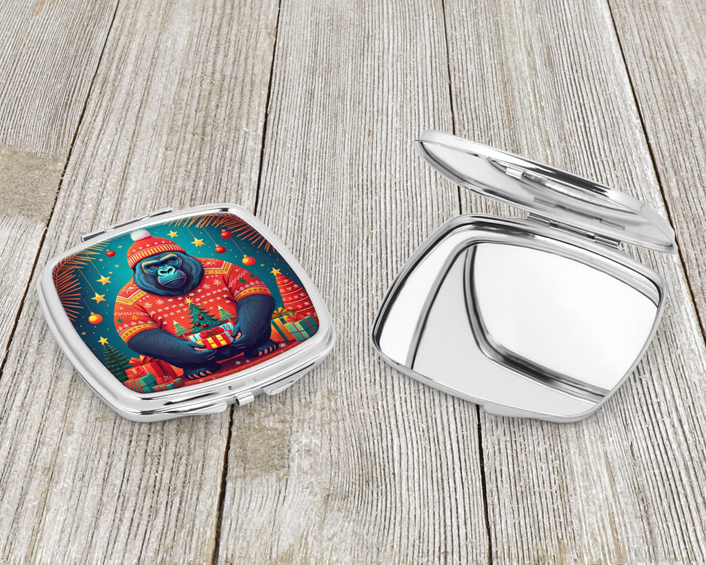Gorilla Christmas Compact Mirror Decorative Travel Makeup Mirror for Women Girls Gifts Pocket Makeup Mirror Folding Handheld