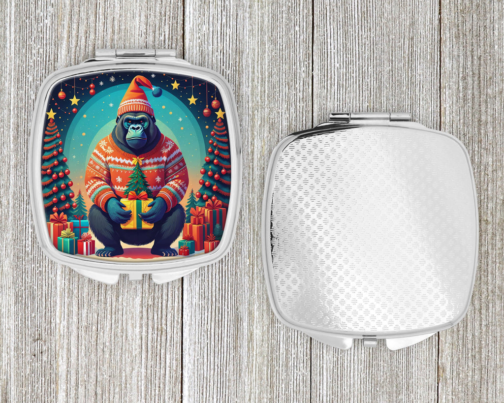 Gorilla Christmas Compact Mirror Decorative Travel Makeup Mirror for Women Girls Gifts Pocket Makeup Mirror Folding Handheld