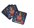 Leopard Christmas Foam Coasters Set of 4 Cup Coasters for Indoor Outdoor, Tabletop Protection, Anti Slip, Mouse pad Material
